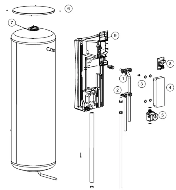 Exploded view Itho Daalderop OLB 500 ES: Totaaloverzicht