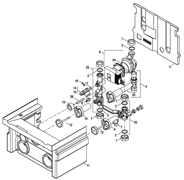 Exploded view Nefit (Bosch) TopLine HR 100 II: Aansluitdelen