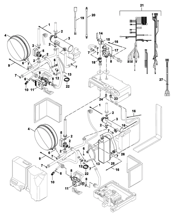 Exploded view Nefit (Bosch) IDU Split 8-15 TS: Ketelblok