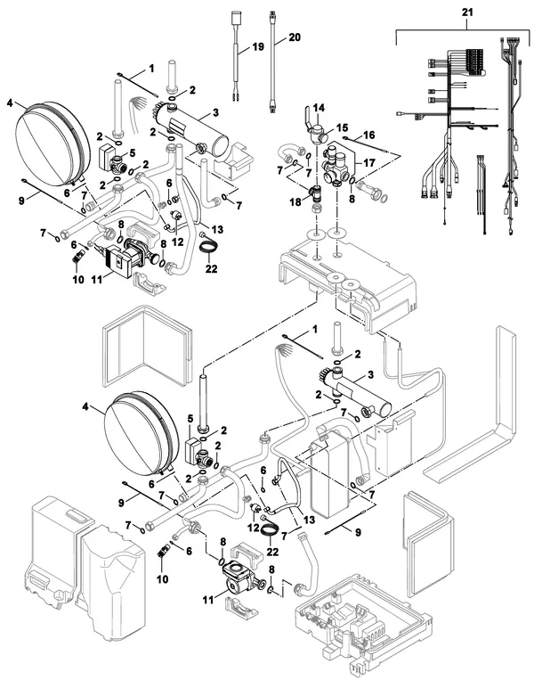 Explosionszeichnung Nefit (Bosch) Monoblock IDU 13-17 TS: Ketelblok