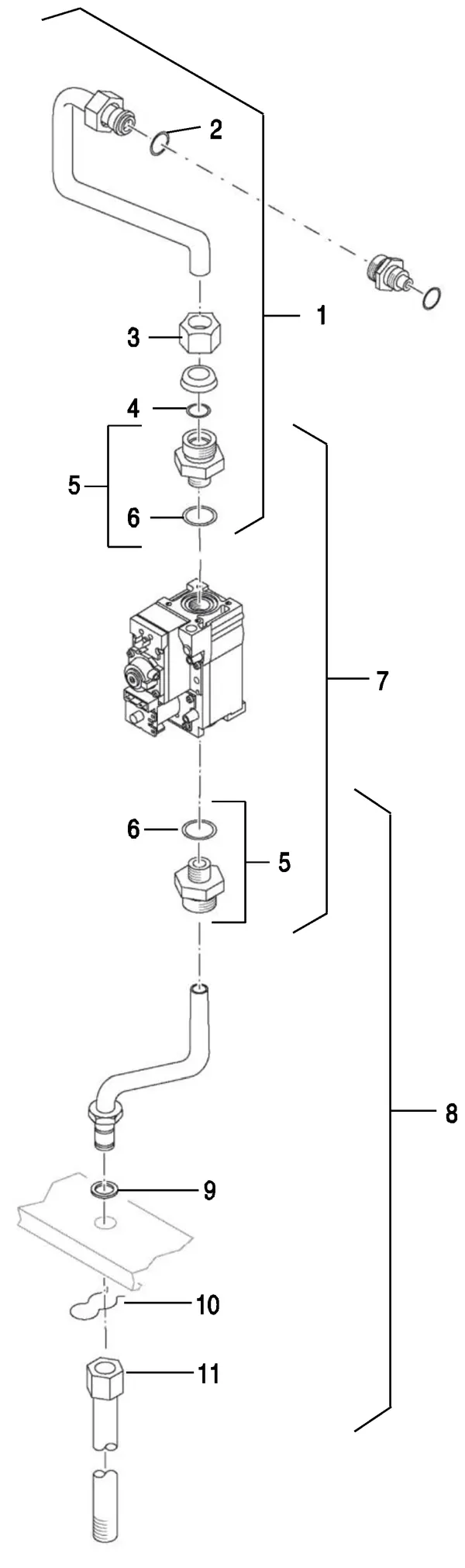 Explosionszeichnung Nefit (Bosch) EcomLine Classic HRC 30H: Gasarmatur