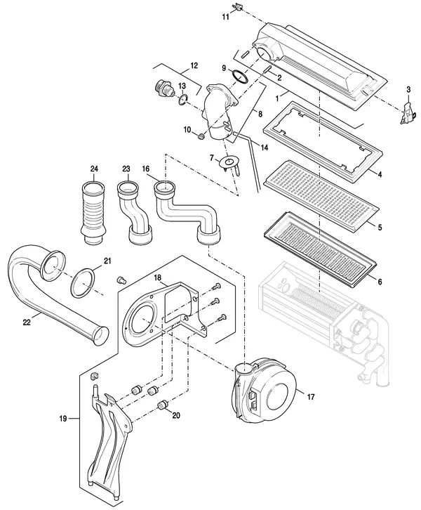 Exploded view Nefit (Bosch) EcomLine Classic HR 65: Gas ventilator