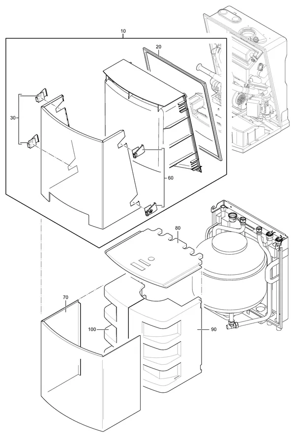 Explosionszeichnung Nefit (Bosch) EcomLine Elite HRC 30 CW5: Verkleidung