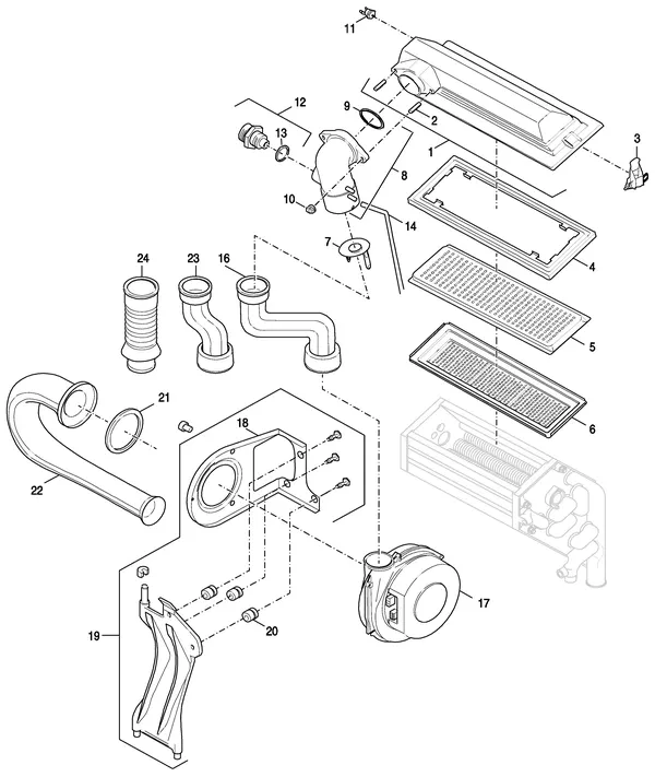 Explosionszeichnung Nefit (Bosch) EcomLine Excellent HRC 30V CW5: Brenner Gebläse