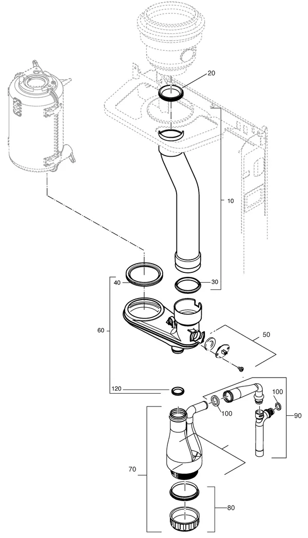 Exploded view Nefit (Bosch) Economy HR11: Sifon rookgas