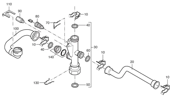Exploded view Nefit (Bosch) Economy VR24: Leidingen aanvoer