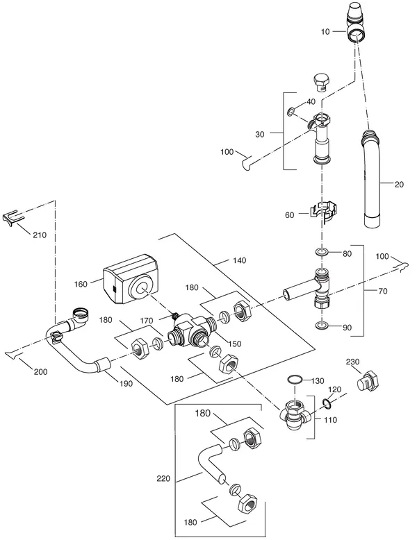 Exploded view Nefit (Bosch) Economy VR24: Leidingen retour