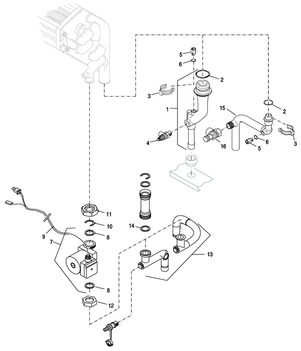 Exploded view Nefit (Bosch) EcomLine Excellent HR 43: Pomp leidingen