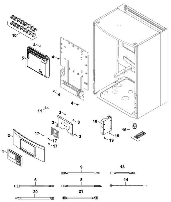 Explosionszeichnung Nefit (Bosch) Monoblock IDU 13-17 E: Elektrik