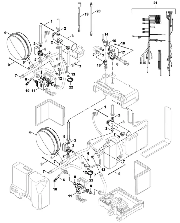 Exploded view Nefit (Bosch) Monoblock IDU 5-9 T: Binnenwerk