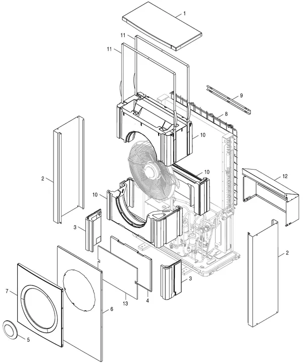 Exploded view Nefit (Bosch) Monoblock ODU 17 T: Mantel