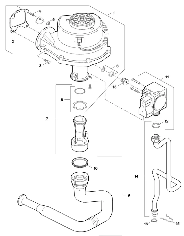 Exploded view Nefit (Bosch) SmartLine Basic HR 24: Gas ventilator