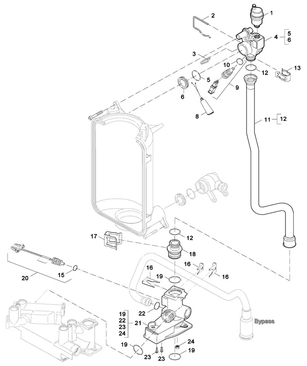 Exploded view Nefit (Bosch) SmartLine Basic HRC 24 CW3: Aanvoer