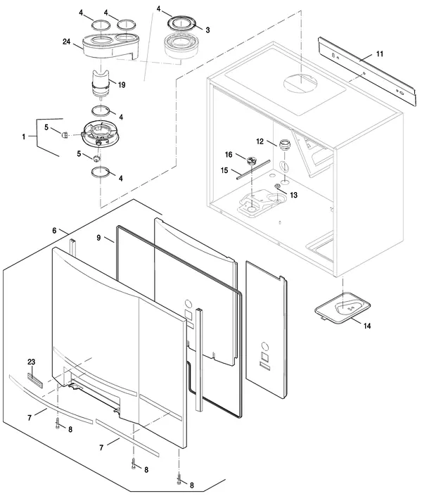 Exploded view Nefit (Bosch) TopLine Aquapower HRC 30 CW5: Mantel