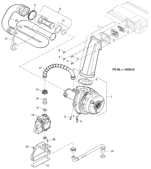 Exploded view Nefit (Bosch) TopLine HR 45 II: Gas ventlator