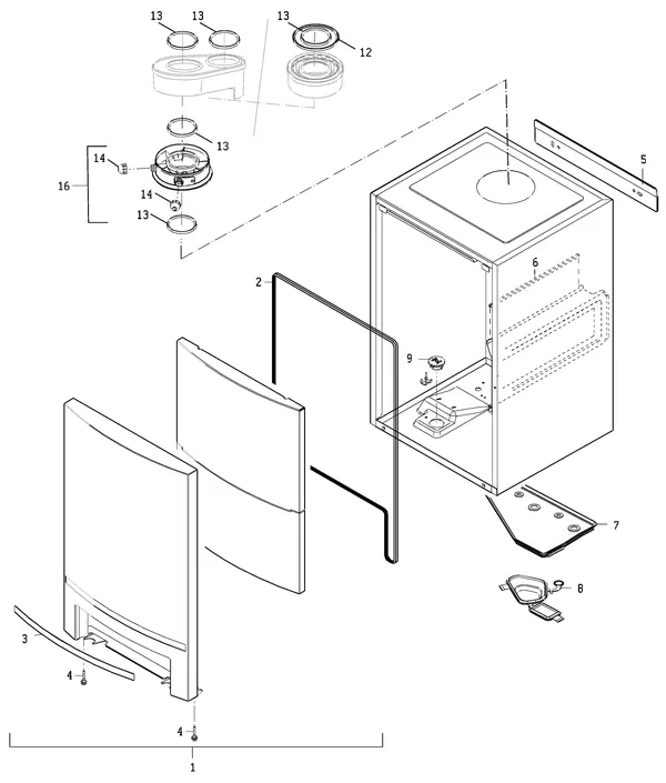 Exploded view Nefit (Bosch) TopLine Compact HRC 30 CW5: Mantel