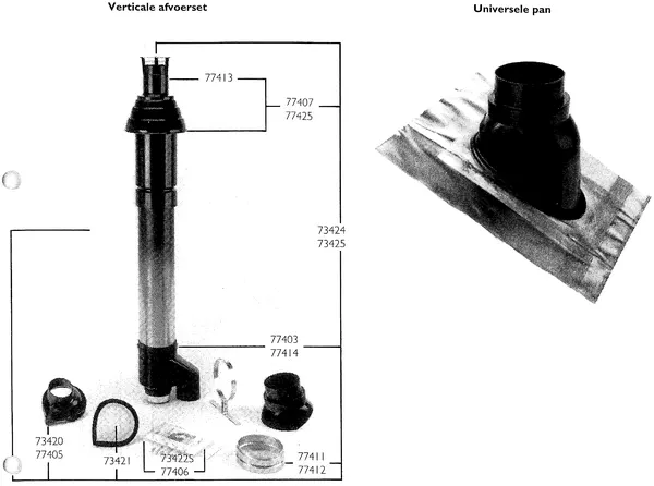 Explosionszeichnung Nefit (Bosch) Turbo 90 HRC21V80: Verticale afvoerset
