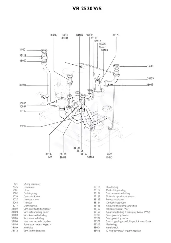 Exploded view Nefit (Bosch) VR 2520V Combi: Leidingen