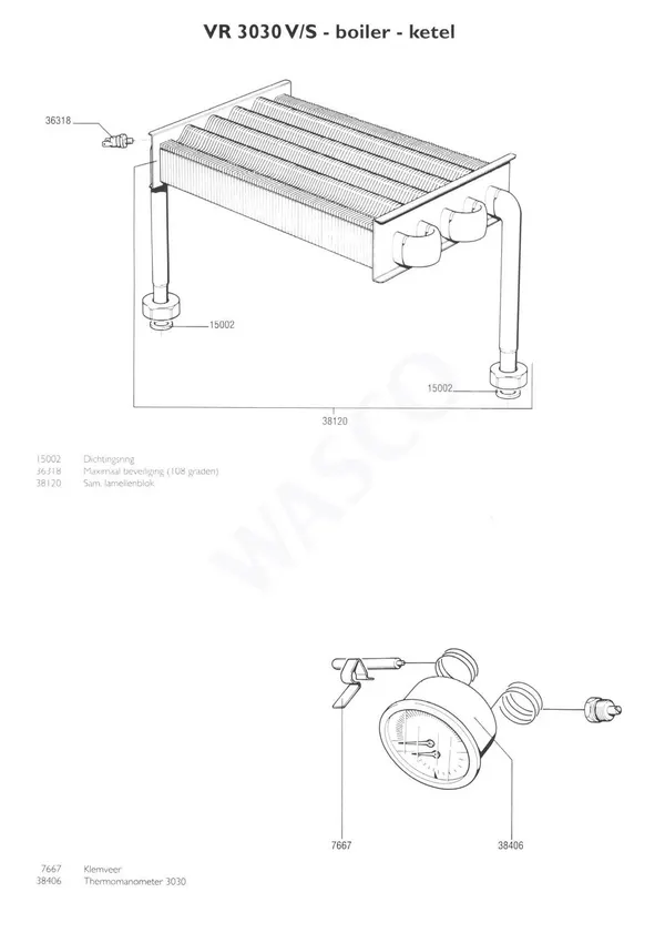 Explosionszeichnung Nefit (Bosch) VR 3030V Kessel: Wärmetauscher