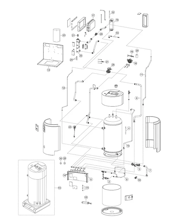 Explosionszeichnung Panasonic WH-ADC1216H6E5: Inneneinheit