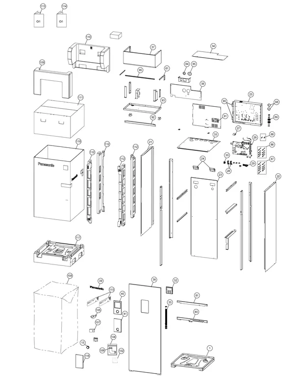 Explosionszeichnung Panasonic WH-ADF0309J3E5CM: Verkleidungsteile