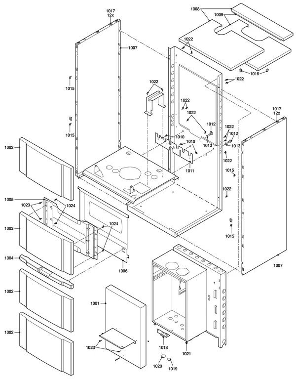 Exploded view Remeha Aquanta | tot en met serienr. 0534000660260: Mantel