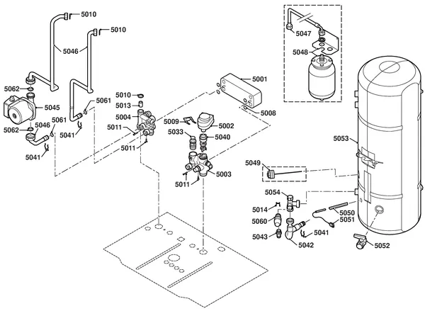Exploded view Remeha Avanta CW6: Aansluitdelen