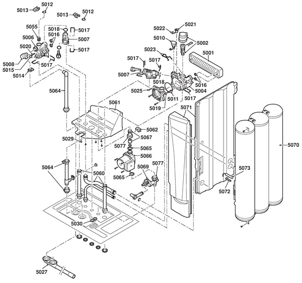 Explosionszeichnung Remeha Calenta 25L Combi CW6: Aansluitblok Siphons