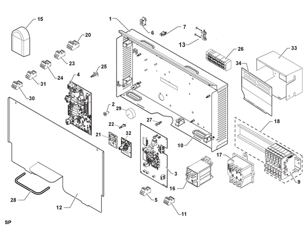 Exploded view Remeha Eria Tower Ace: Bedieningspaneel