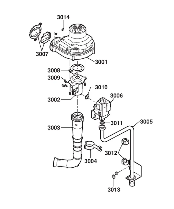 Exploded view Remeha Quinta Pro 65 Solo: Gas ventilator