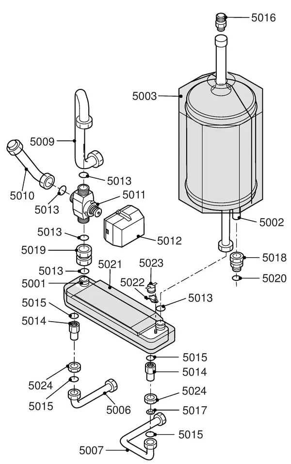 Exploded view Remeha Selecta Plus: Waterzijdig