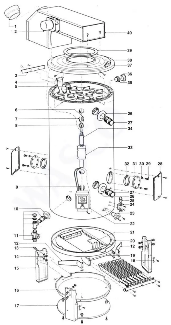 Exploded view A.O. Smith BTR 197: Totaaloverzicht