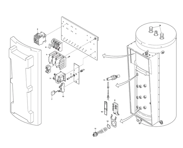 Exploded view A.O. Smith DRE 52 18kW (tot 04-2022): Totaaloverzicht tot 02 10