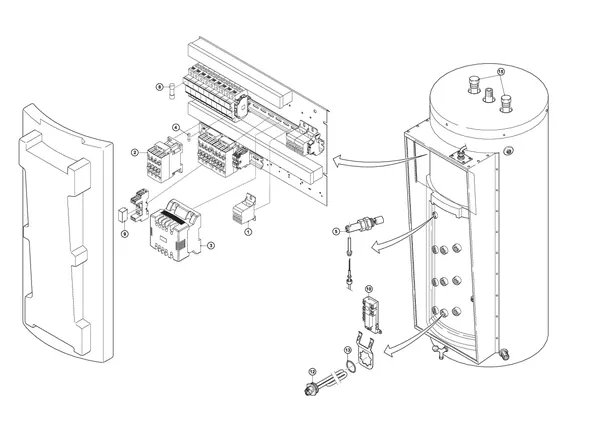 Exploded view A.O. Smith DRE 52 18kW (tot 04-2022): Totaaloverzicht vanaf 03 10