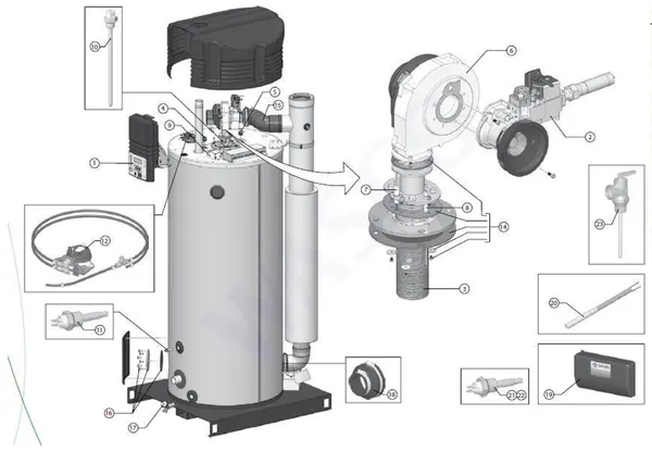 Exploded view A.O. Smith SGS 60 (na 09-2009): Totaaloverzicht