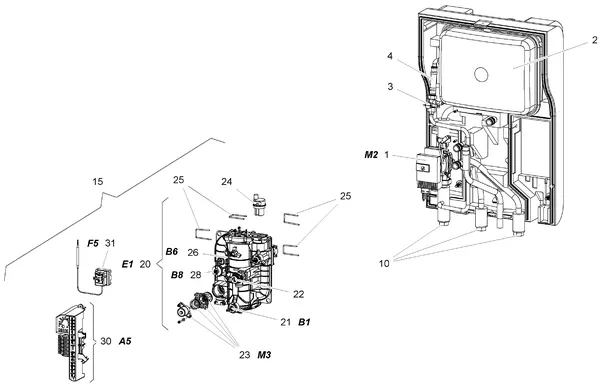 Explosionszeichnung Stiebel Eltron HM(S) Trend (06/2014 - 04/2019): Funktionsteile