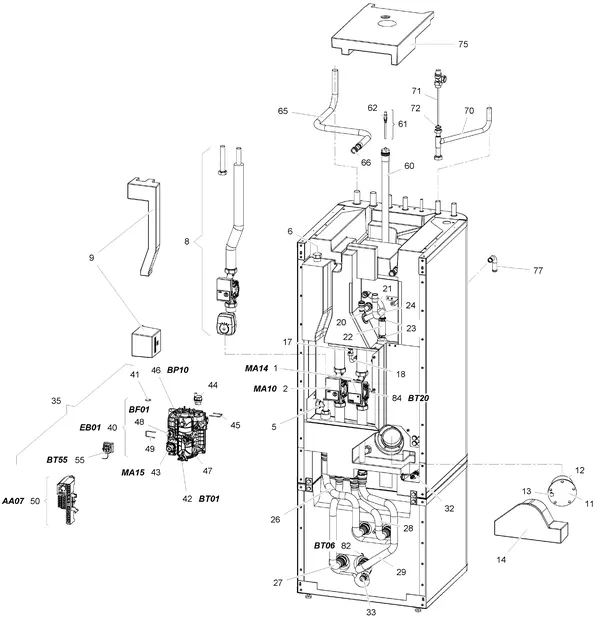 Explosionszeichnung Stiebel Eltron HSBC 200 S (04/2017 - 10/2018): Funktionsteile