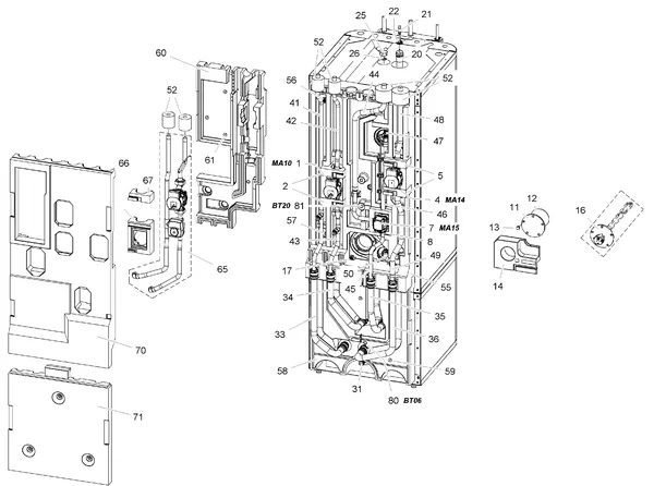 Explosionszeichnung Stiebel Eltron HSBC 300 L COOL (09/2018 - 12/2021): Funktionsteile