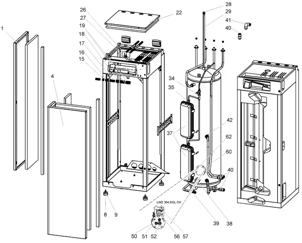 Explosionszeichnung Stiebel Eltron LWZ 304 SOL (03/2011-05/2015): Warmwasserspeicher