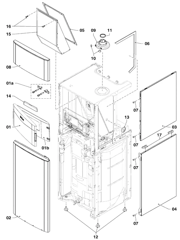 Explosionszeichnung Vaillant ecoCOMPACT VSC 306/4-5 150 R1: Verkleidungsteile