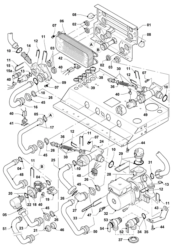 Explosionszeichnung Vaillant hrSOLIDE plus VHR 30-34/3-5: Anschlussteile Hydroblock