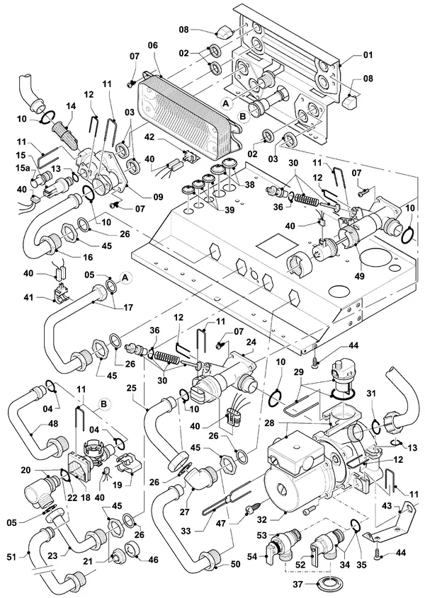 Explosionszeichnung Vaillant hrSOLIDE plus VHR 18-22/3-5 R3: Anschlussteile Hydroblock