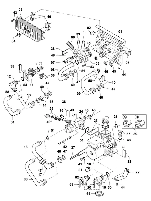 Explosionszeichnung Vaillant thermoCOMPACT VC 255/4-7 Turbo: Hydroblock