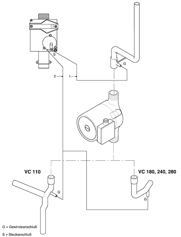 Explosionszeichnung Vaillant Heizkessel VC 110 XE (TTB): Anschlussteile B