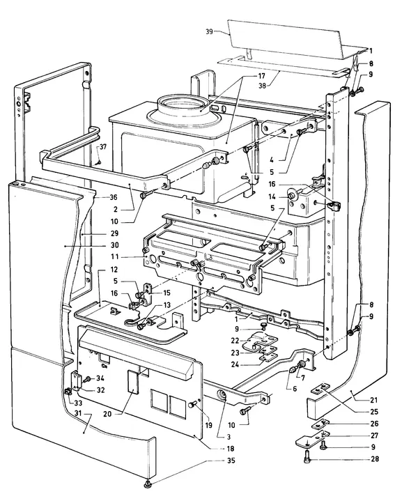 Explosionszeichnung Vaillant Kombitherme VCW 180 XE (TTB): Verkleidungsteile