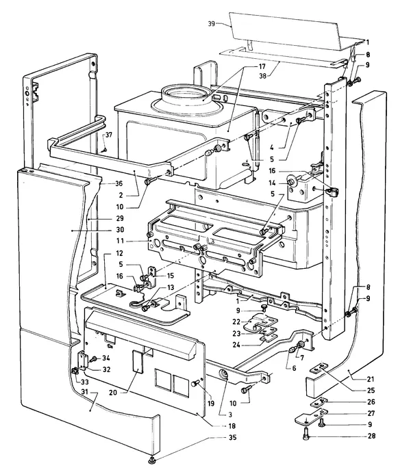 Explosionszeichnung Vaillant Kombitherme VCW 244 XE (TTB): Verkleidungsteile