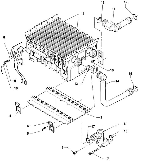 Explosionszeichnung Vaillant Kombitherme Turbo VCW 255 E: Brenner