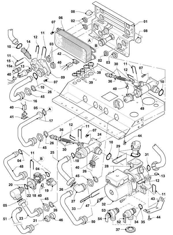 Explosionszeichnung Vaillant hrSOLIDE plus VHR 34/3-5 R3: Anschlussteile Hydroblock