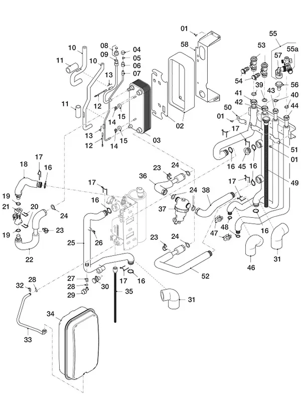 Explosionszeichnung Vaillant uniTOWER Pure VWL 108/7.2 IS S5: Hydraulikteile