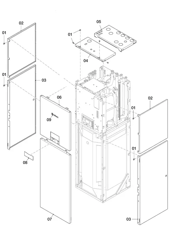 Explosionszeichnung Vaillant uniTOWER Pure VWL 108/7.2 IS S5: Verkleidungsteile